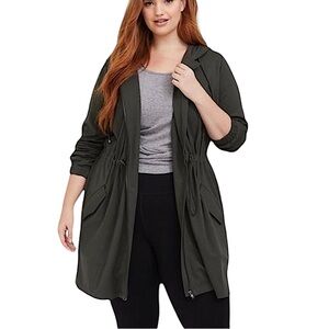 TORRID : Active Olive Green Ponte Anorak Hooded Jacket Plus Size -4X